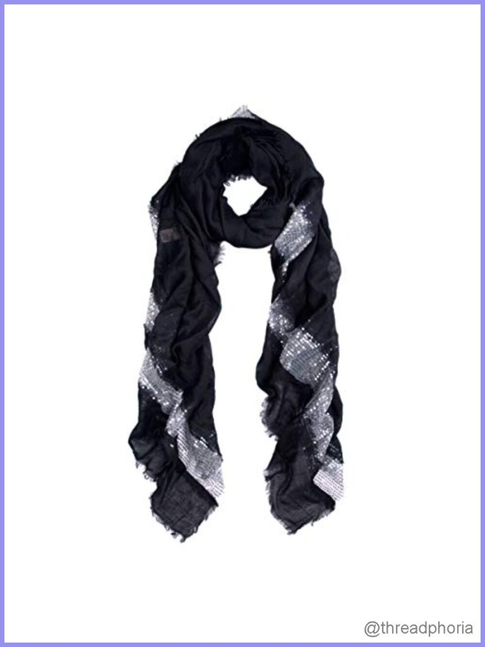 Sequin Viscose Frayed Edge Glitter Scarf Wrap